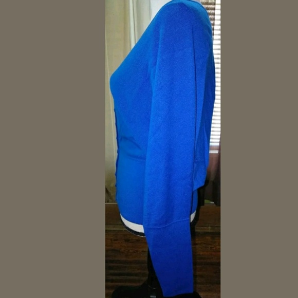 Rondina Designer Cardigan Royal Blue Loose Upper Fitted at Hips Button Up Medium - Picture 6 of 9